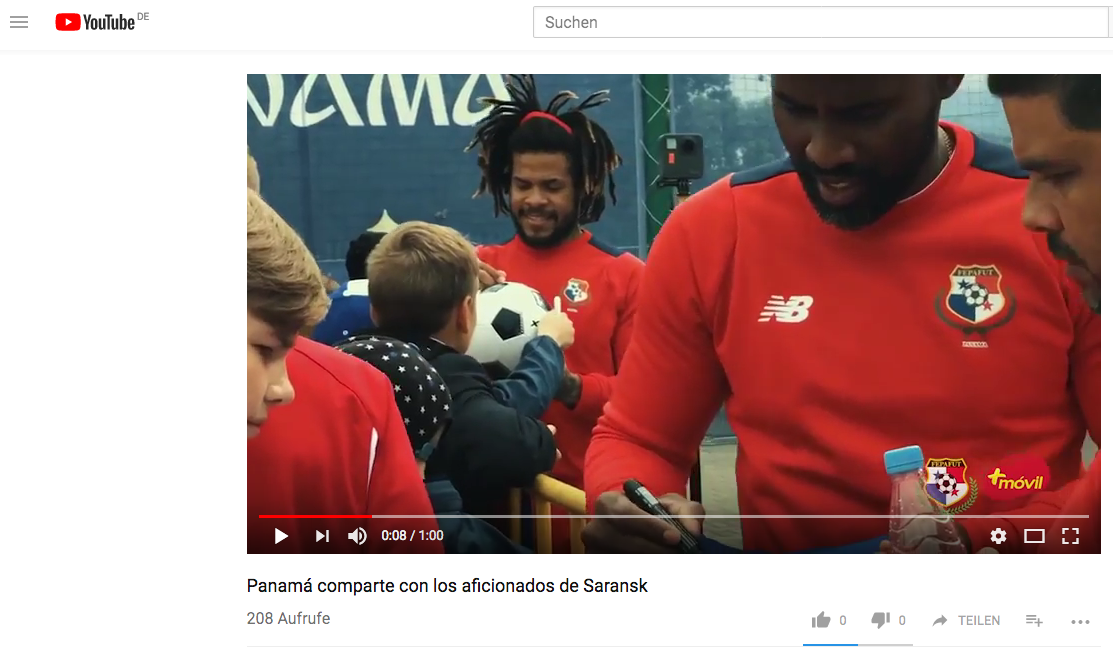 Die Panama-Elf in Russland. Foto: Screenshot: Youtube